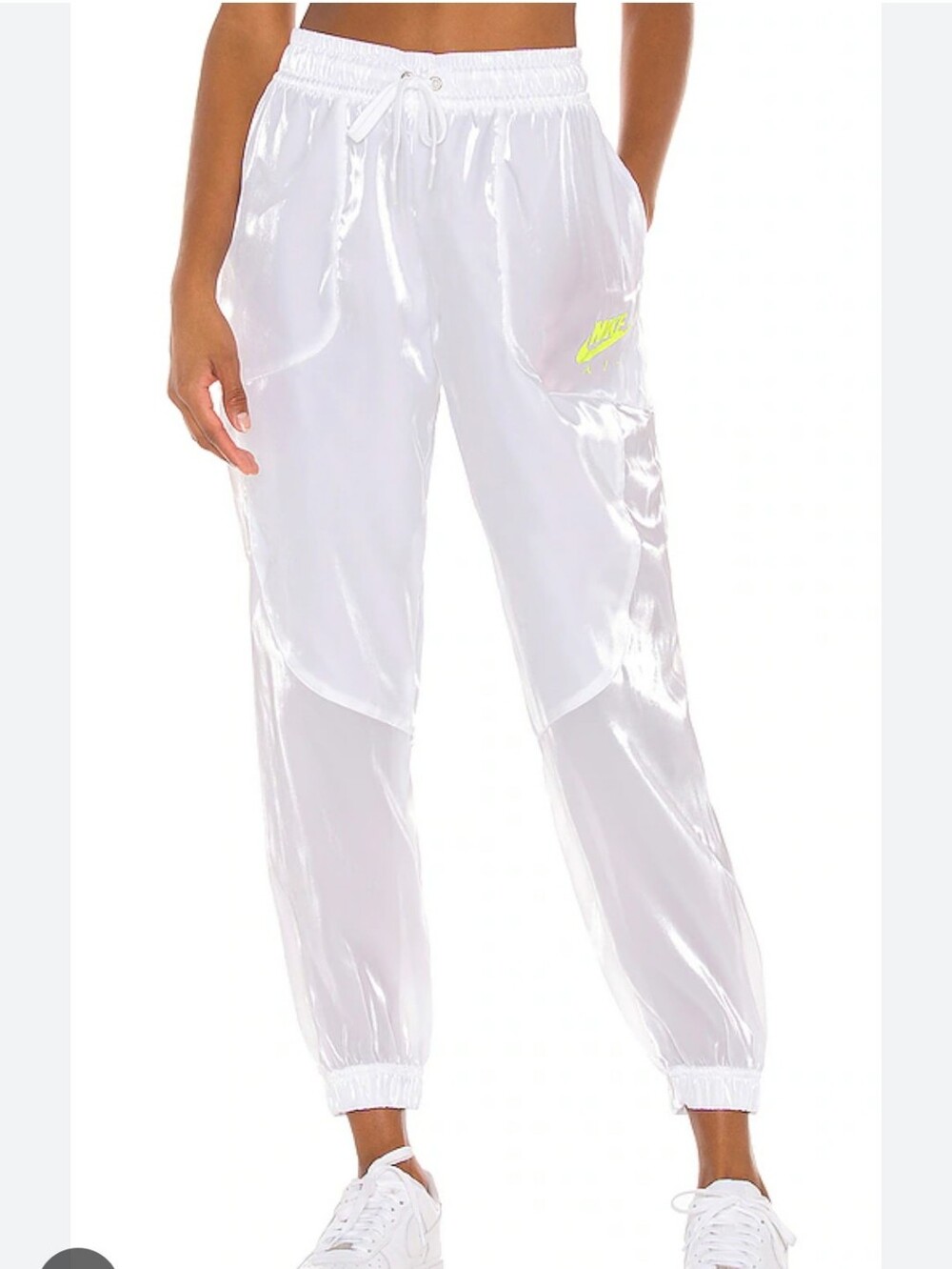 Nike Air Sheen Translucent White Joggers Pants Neon Small NWOT Small